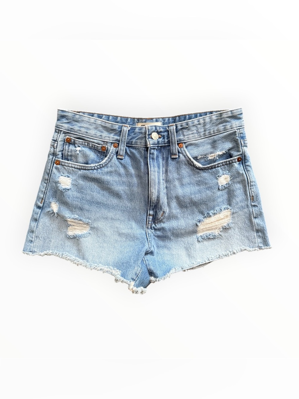 Madewell relaxed denim shorts Light Blue Distressed women’s size 26
